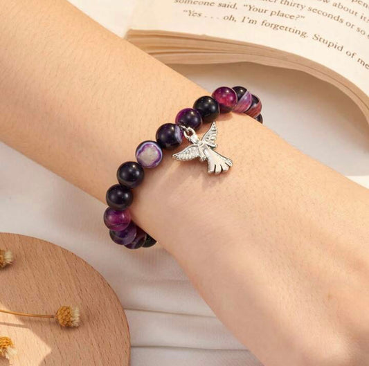 Angel Protection Bracelet - Purple Agate Crystal