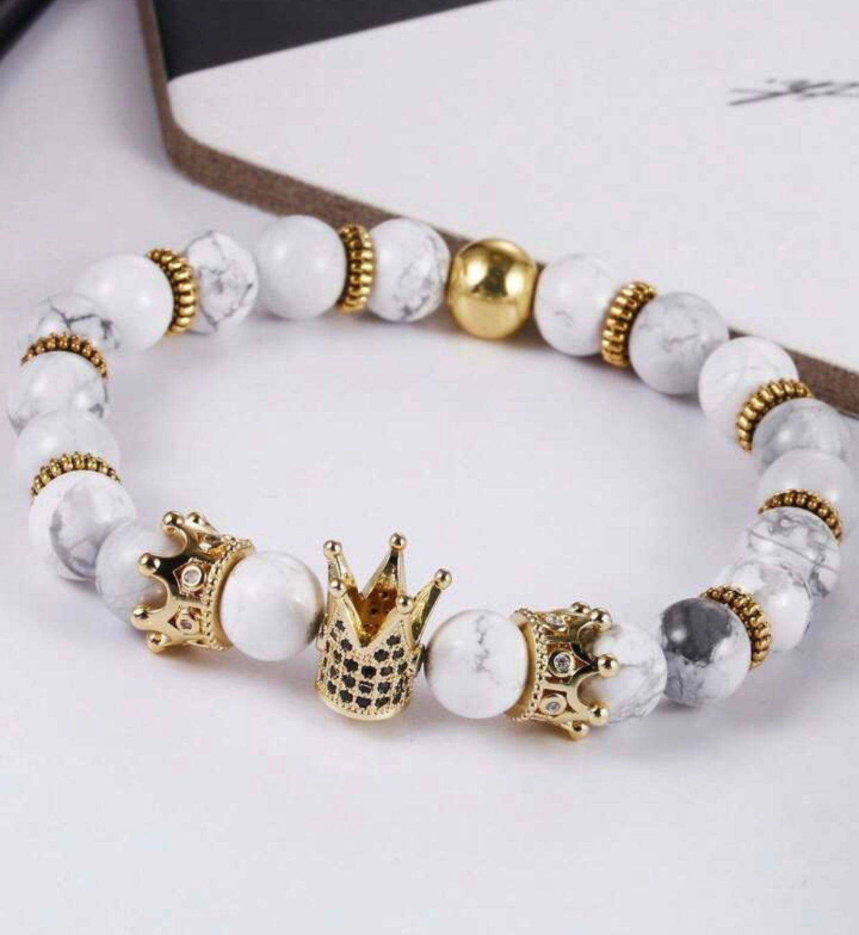 Couples Gold Crown Accent Bracelet