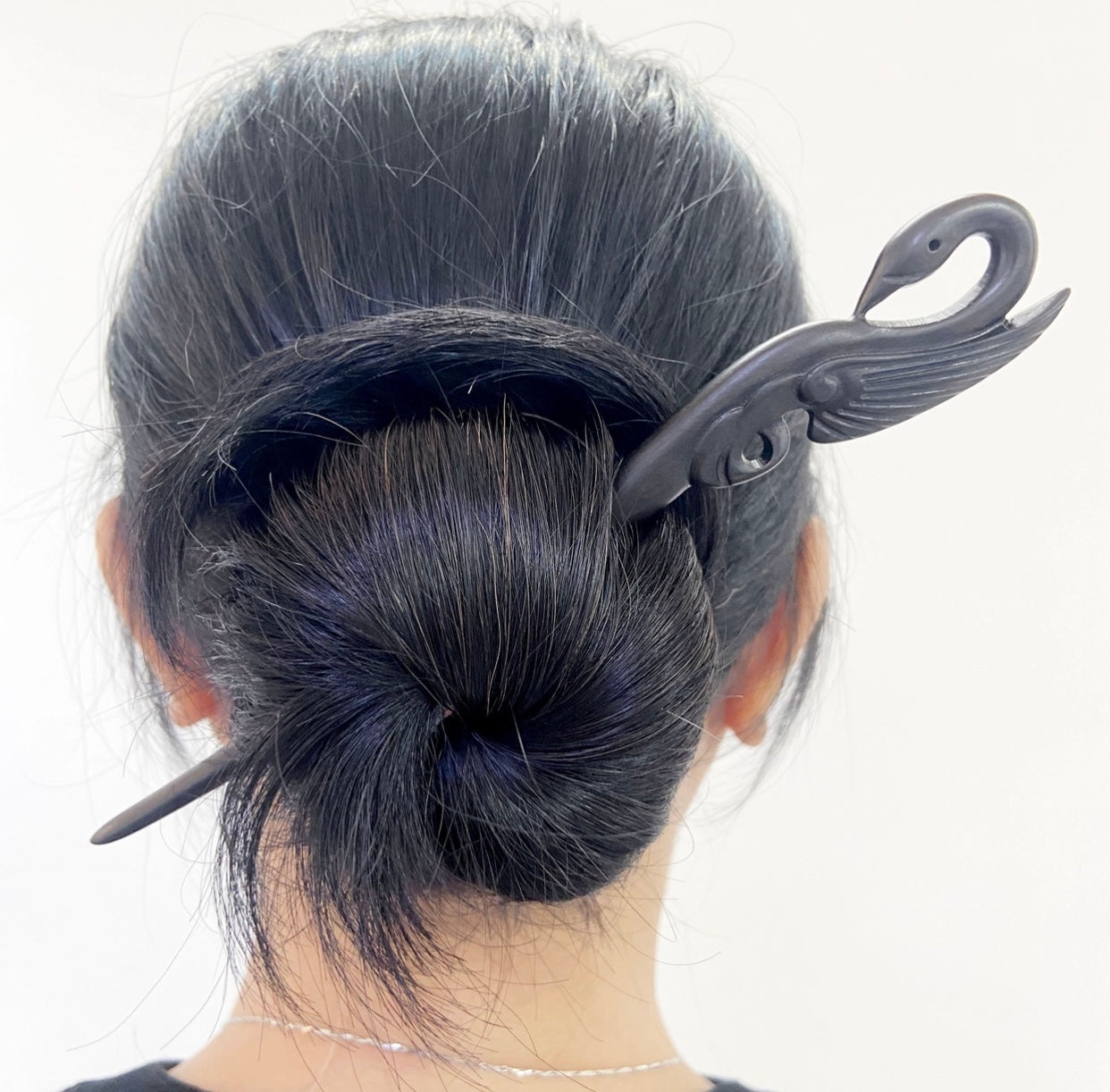 Swan Hair Pin - Black Sandalwood