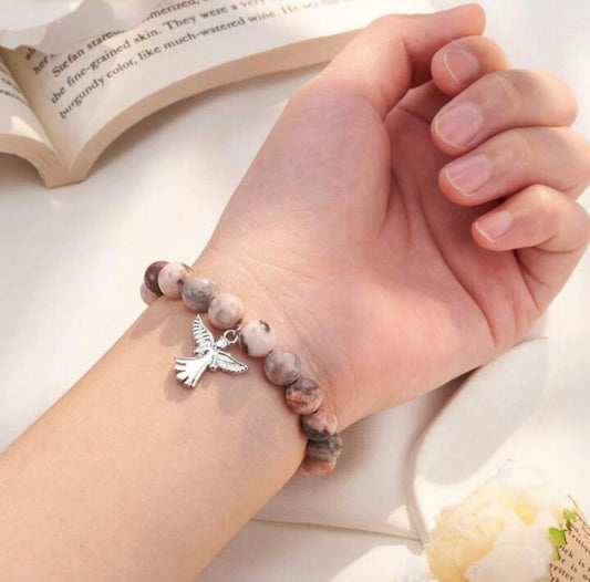 Angel Protection Bracelet - Pink Zebra Crystal