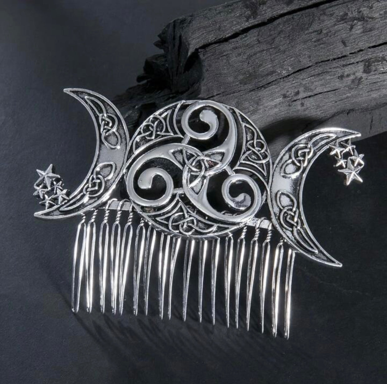 Cosmic Moon Hair Pin - Silver