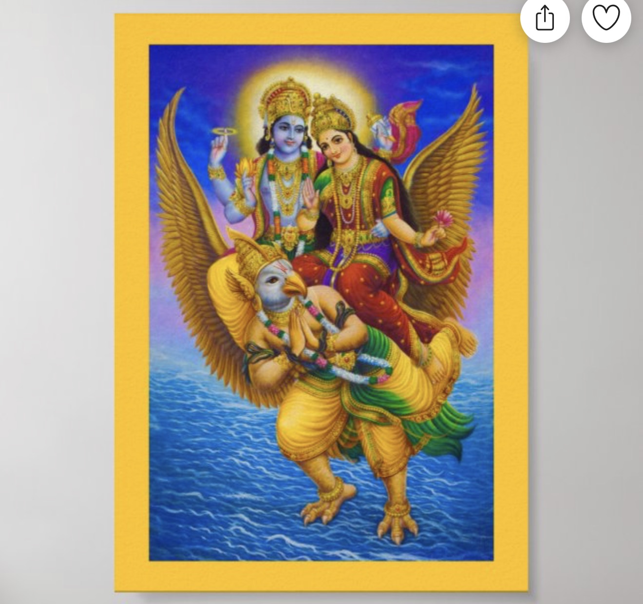 Lord Vishnu & Goddess Lakshmi on Garuda - 5x7 Poster*
