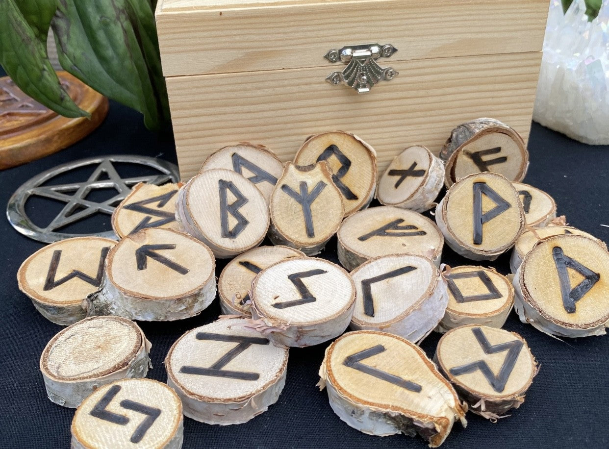 Elder Futhark Wood Runes w/Box