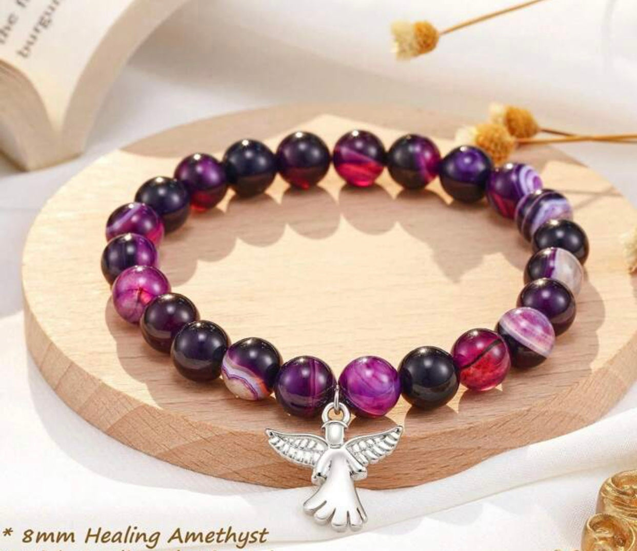 Angel Protection Bracelet - Purple Agate Crystal