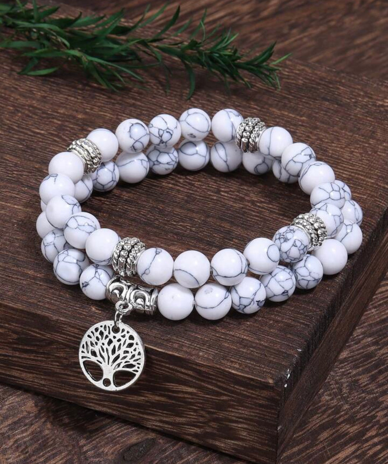 Zebra White 2 Layer Turquoise Bracelet