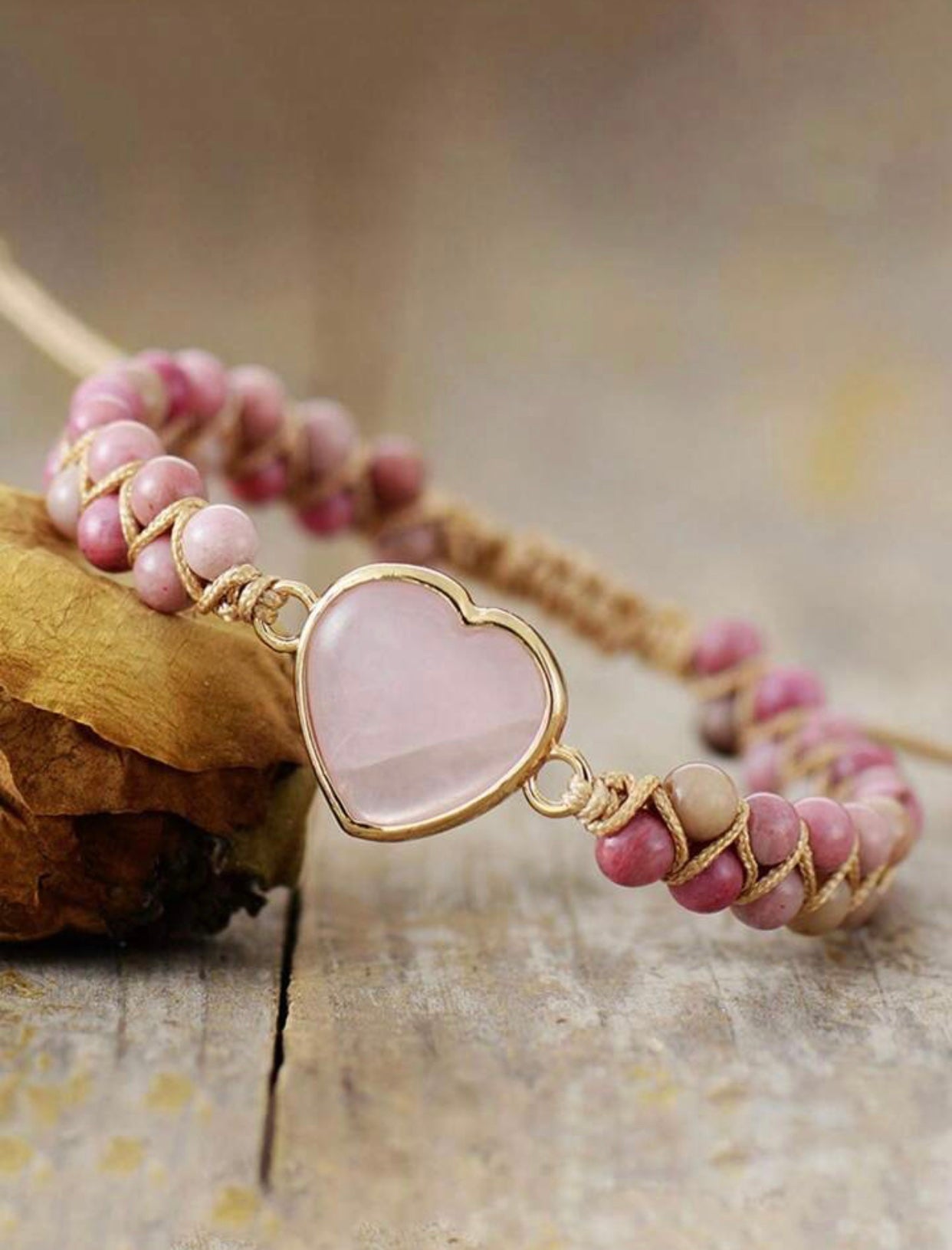 Double Beaded Heart Chakra Bracelet - Pink Quartz