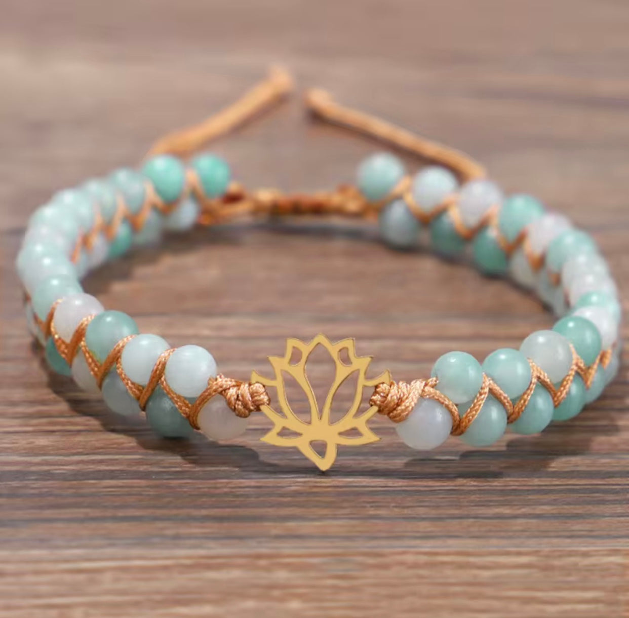 Aquamarine Lotus Bracelet - Gold
