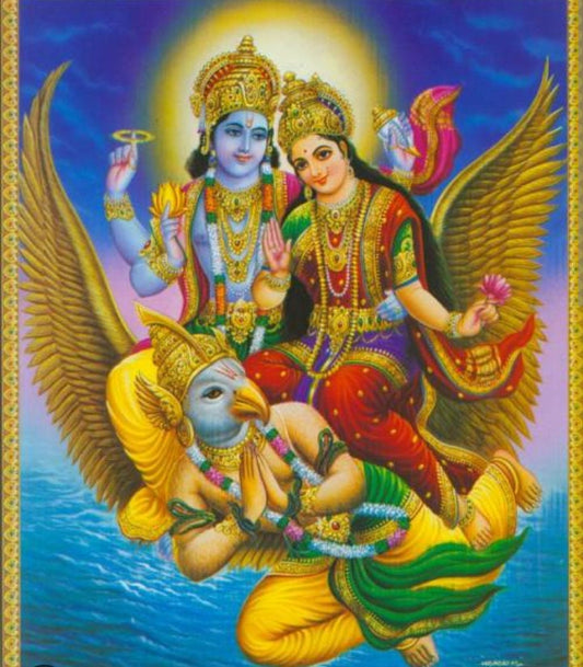 Lord Vishnu & Goddess Lakshmi on Garuda Prayer Card