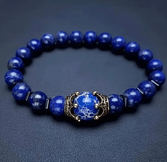 Lapis Luzili Crown Accent Bracelet