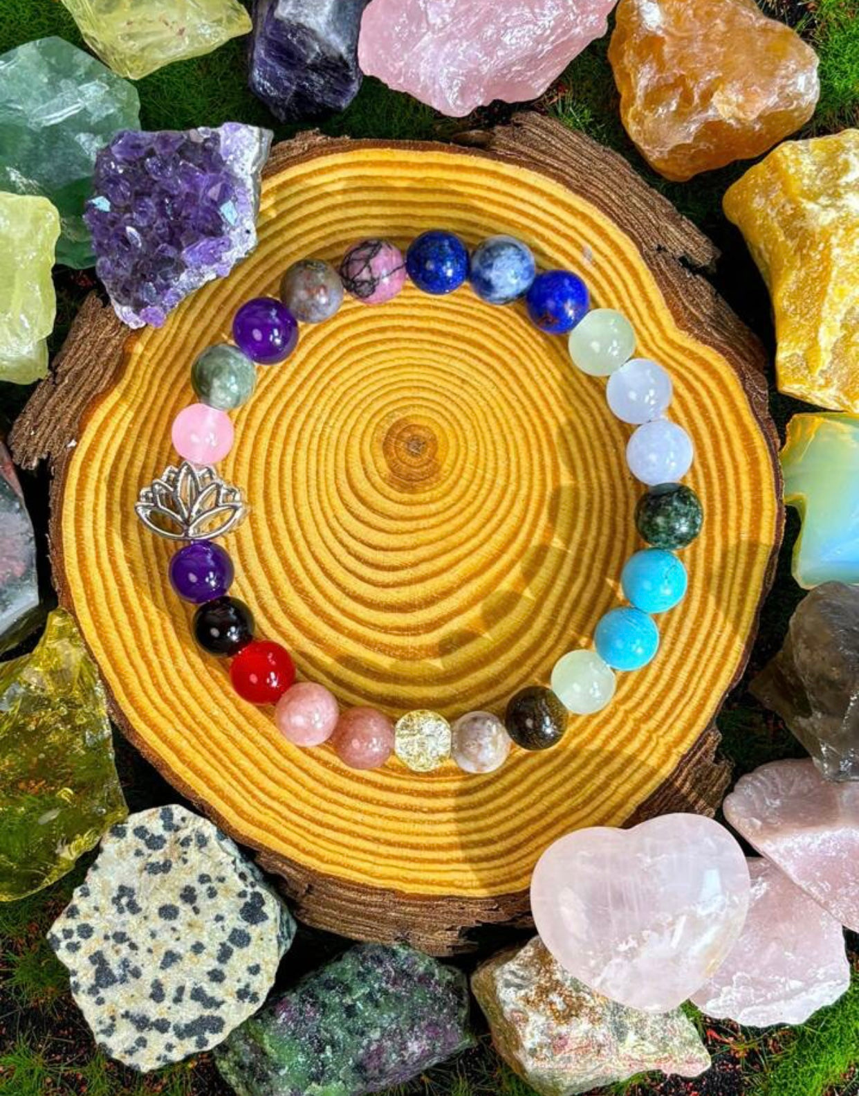 Chakra Beaded Bracelet V2 w/Lotus Flower Charm