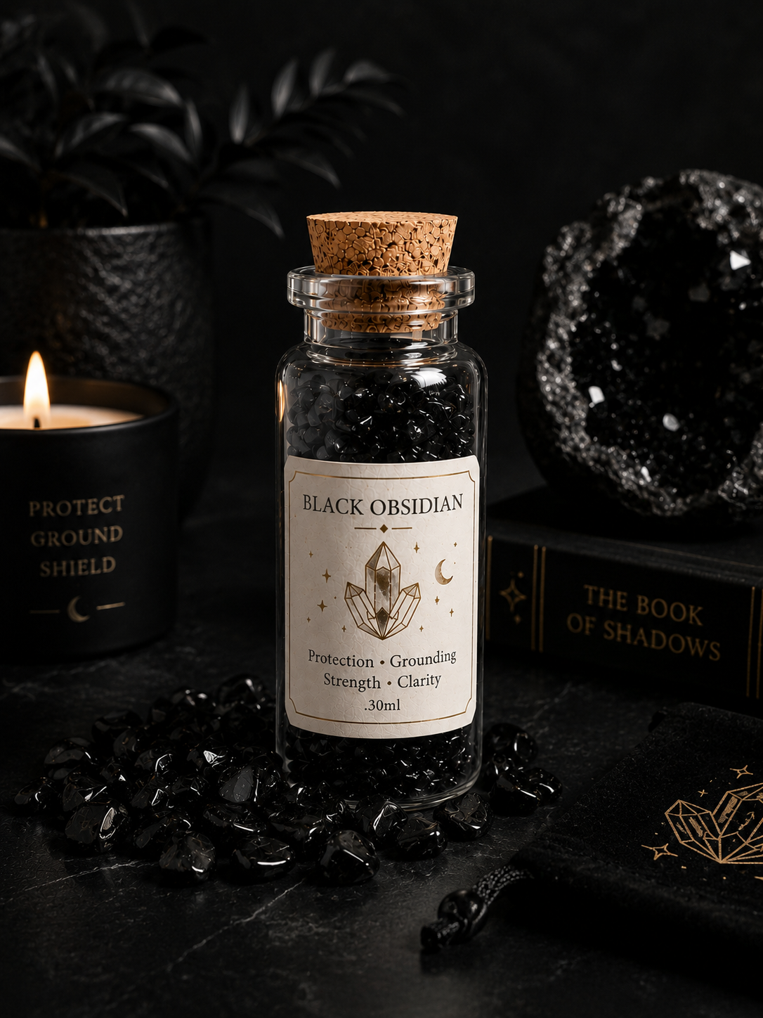 Esoteric Mind & Soul Crystal Bottle Collection | 6 Mini Glass Bottles with Healing Crystals | Clear Quartz Citrine Rose Quartz Amethyst Amazonite Black Obsidian | Intentional Living Gift Set