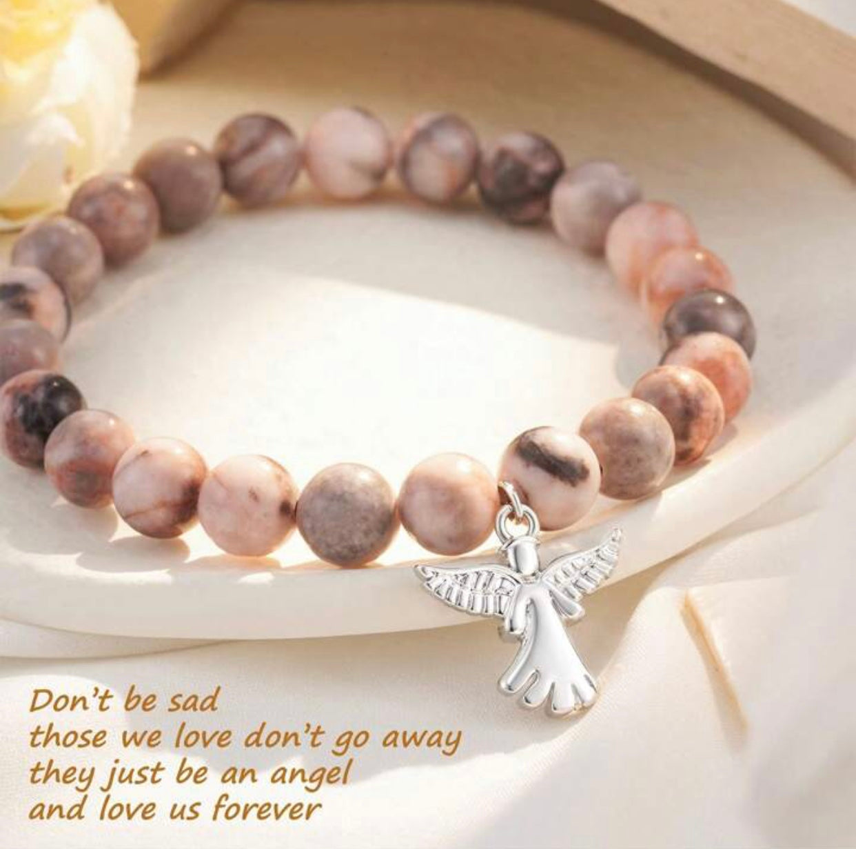 Angel Protection Bracelet - Pink Zebra Crystal