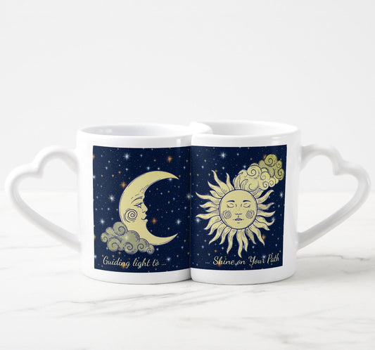 Lifestyle | Celestial Sun & Moon Mug Set | “Guiding Light to Shine on Your Path” | Mystical Coffee Mug Set 8oz| Friends | Couples | Birthdays | Celebrations | Weddings