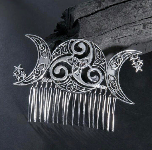 Cosmic Moon Hair Pin - Silver