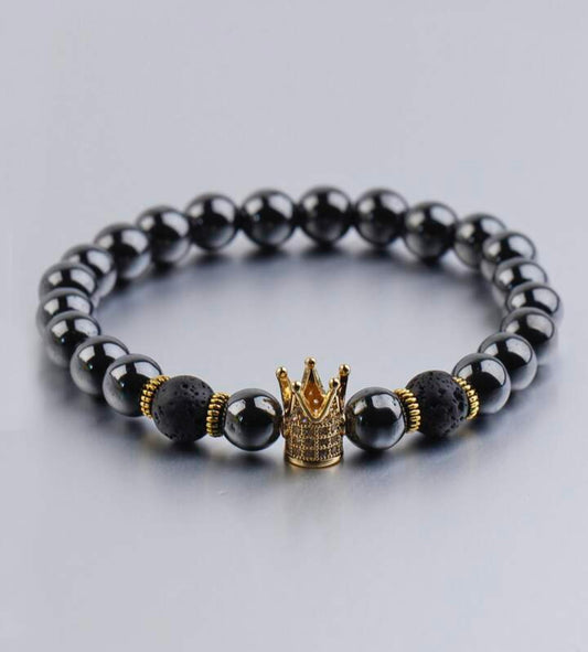 Couples Gold Crown Accent Bracelet