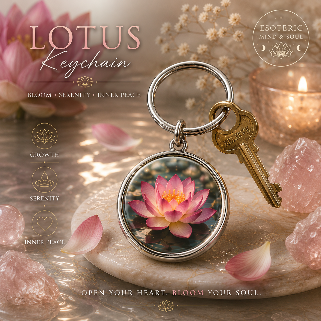 Mystical Keychains | Esoteric | Phoenix | Lotus | Ohm Mandala | Moon | Sun