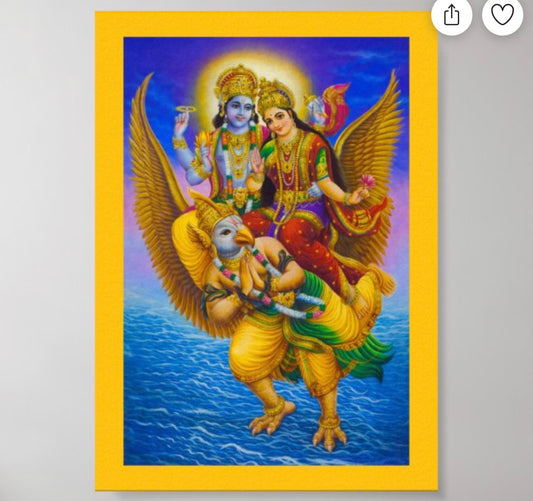 Lord Vishnu & Goddess Lakshmi on Garuda - 5x7 Poster*