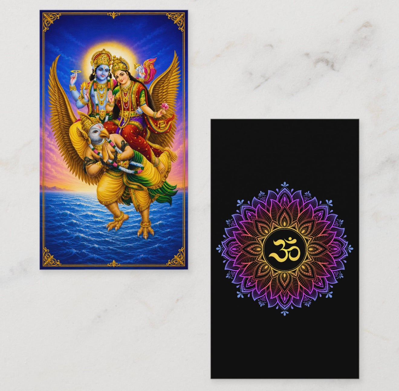 Lord Vishnu & Goddess Lakshmi on Garuda - Pocket Card