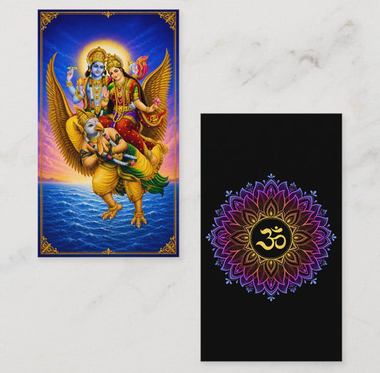 Lord Vishnu & Goddess Lakshmi on Garuda - Pocket Card