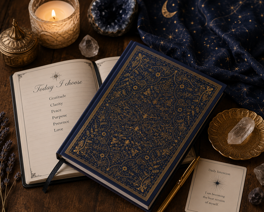 Gratitude | Self Love | Hardcover Jounal | Vintage Navy & Gold | 128 Pages