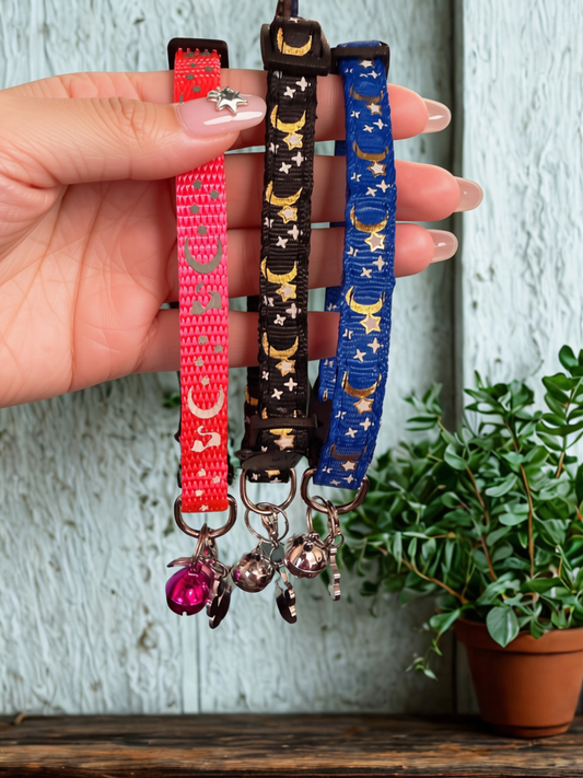 Celestial Whiskers Cat Collar | Moon & Star Collars with Charms