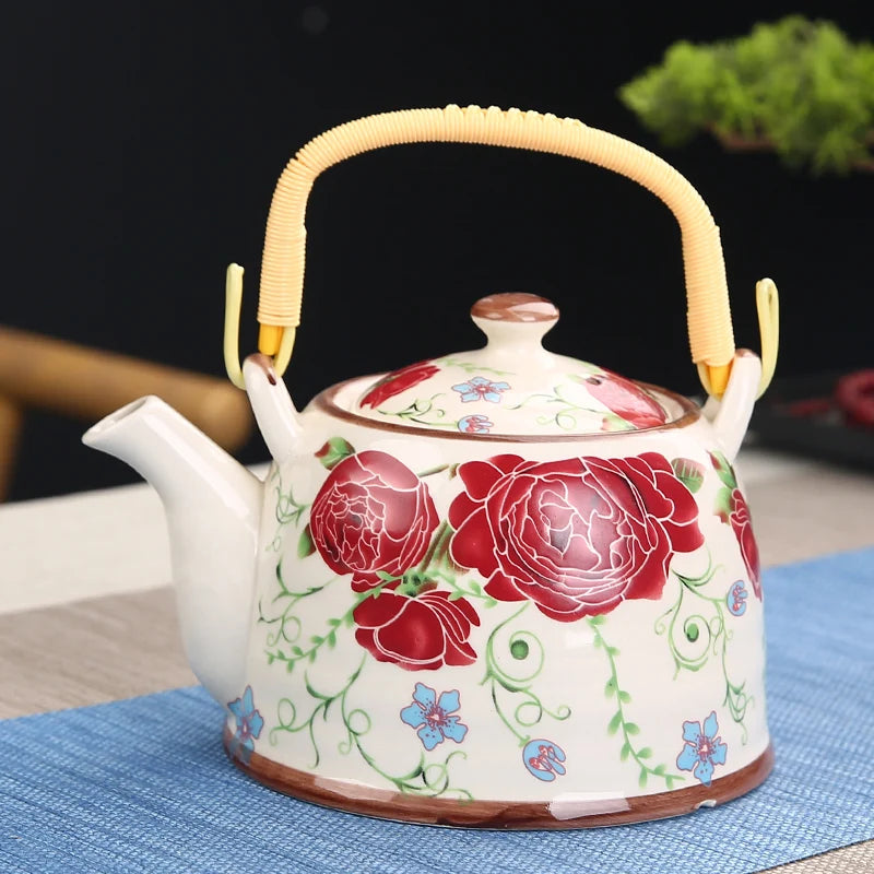 Lifestyle | Japanese Hand-Painted Ceramic Teapot 28oz | Artisan Floral & Porcelain Designs