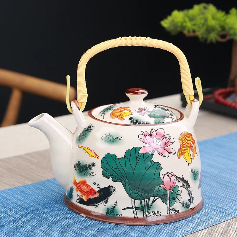 Lifestyle | Japanese Hand-Painted Ceramic Teapot 28oz | Artisan Floral & Porcelain Designs