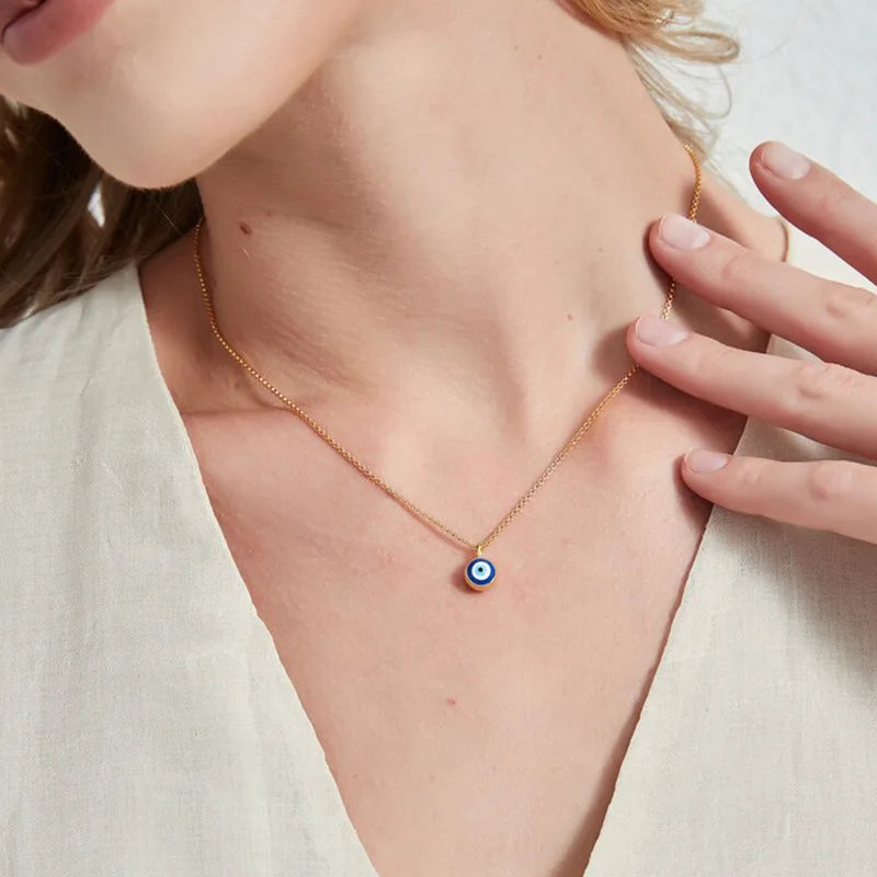 Evil Eye Gold Plated Necklace | Good Luck | Minimalist Jewelry