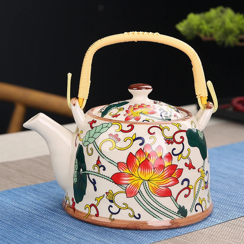 Lifestyle | Japanese Hand-Painted Ceramic Teapot 28oz | Artisan Floral & Porcelain Designs