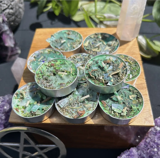 Single Prosperity, Abundance, & Wealth Tea Lights - Alpine Forest Scent